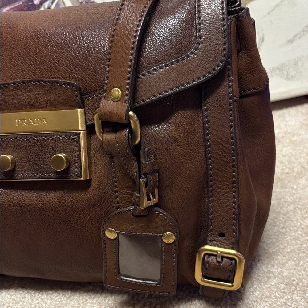 Prada Dark Brown Leather Shoulder Bag - Picture 8 of 17